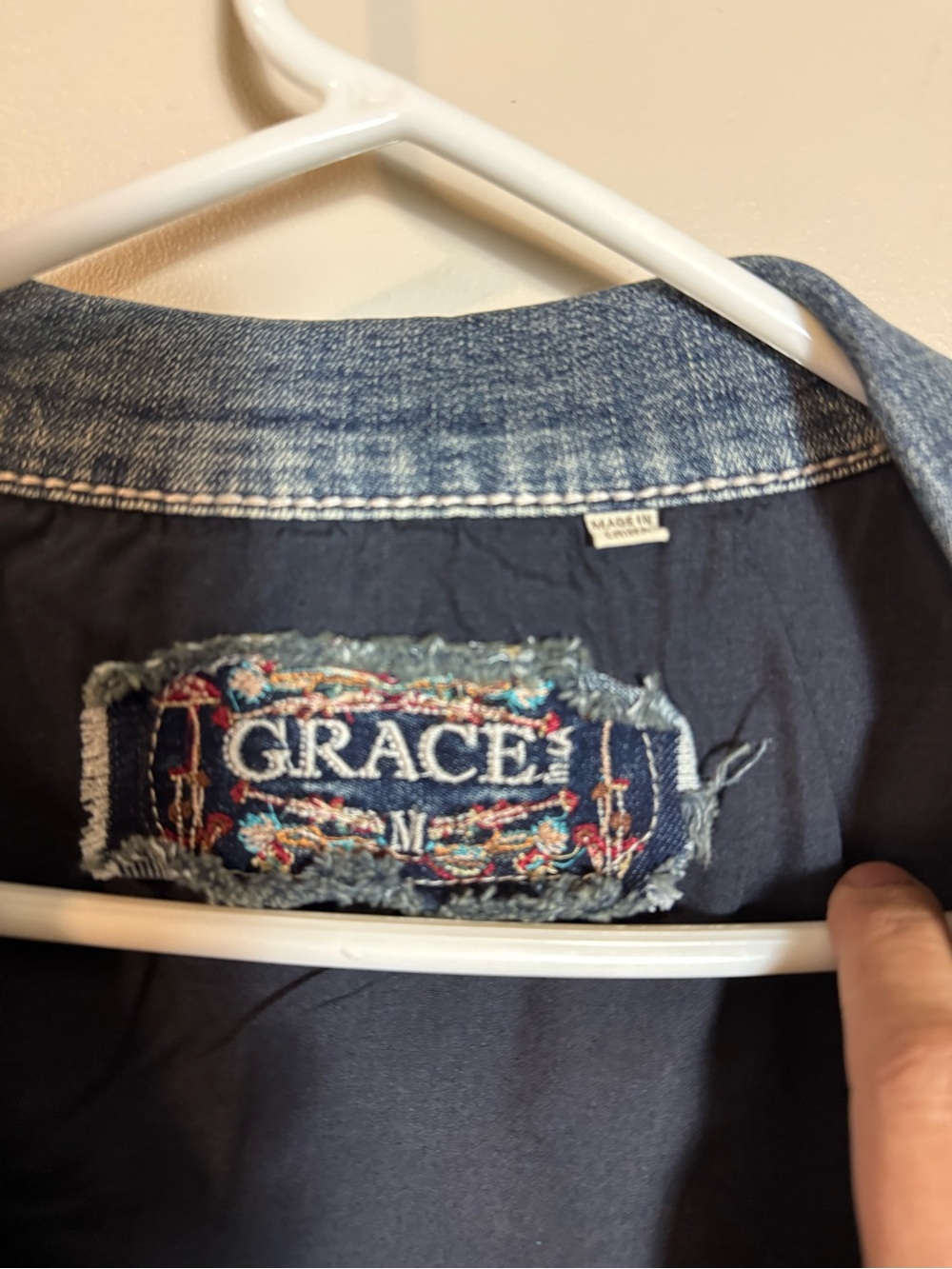 Grace in LA Denim Embroidered Cactus Jacket - Blue - Picture 6 of 8